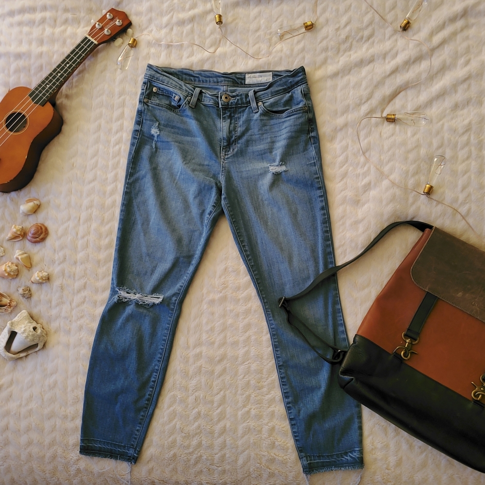 Ripped Distressed High Waisted Skinny Jeans